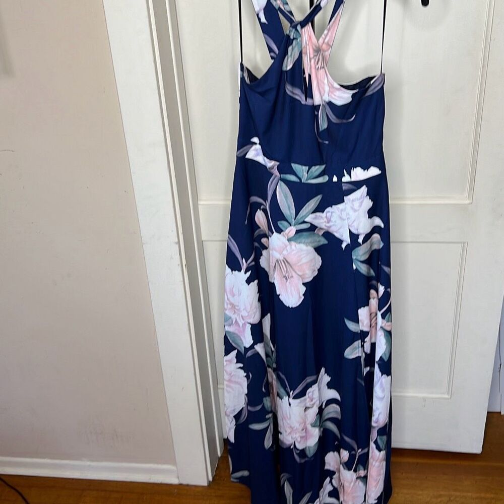 Petal & Pup Miara Floral Print Halter Dress Blue Size 2 New